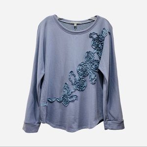 Anthropologie Blue Embellished Sweatshirt L